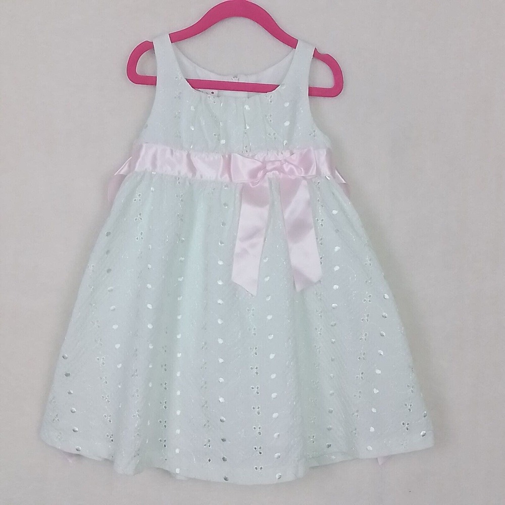 Ashley Ann‎ Cotton Blend Sleeveless Dress Size 4 in Green, Pink